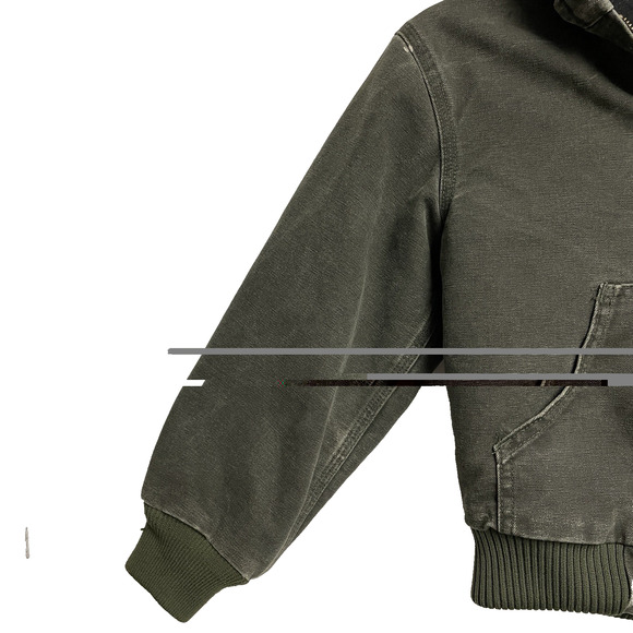 Carhartt Youth Green Canvas Hooded Full Zip Jacket YYJ130 - Size M - Picture 6 of 13